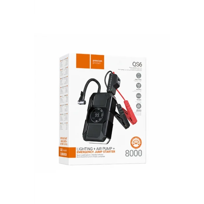 29.6W Akıllı Hava Pompası ve Acil Marş Destekli 8.000 mAh Powerbank (LİSANSLI)