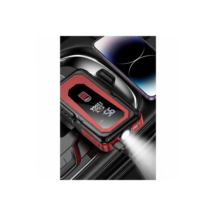 37W Dijital Göstergeli 10.000 mAh Bataryalı Acil Durum Fenerli Araç Akü Takviye Özellikli Powerbank
