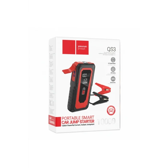 37W Dijital Göstergeli 10.000 mAh Bataryalı Acil Durum Fenerli Araç Akü Takviye Özellikli Powerbank