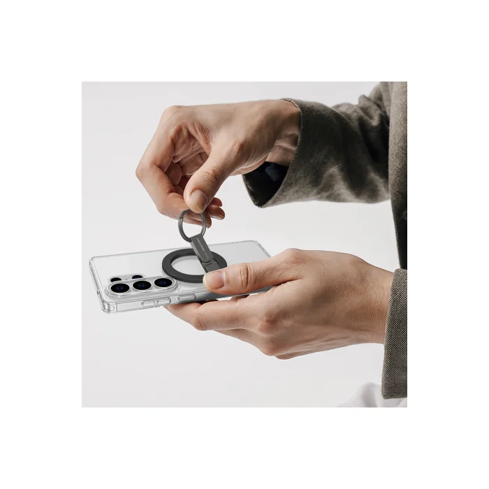 Galaxy S26 Ultra Kılıf M-safe Özellikli Yüzük Standlı Minimal Serisi Kapak Siyah