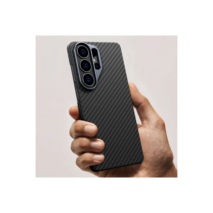 Galaxy S26 Ultra Kılıf M-safe Şarj Özellikli 1500D Aramid Fiber Titan Max Kapak Siyah