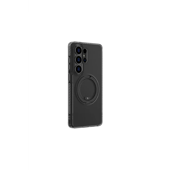 Galaxy S26 Ultra Kılıf M-safe Özellikli Şeffaf 360 Standlı Titan MagSpin Kapak Siyah