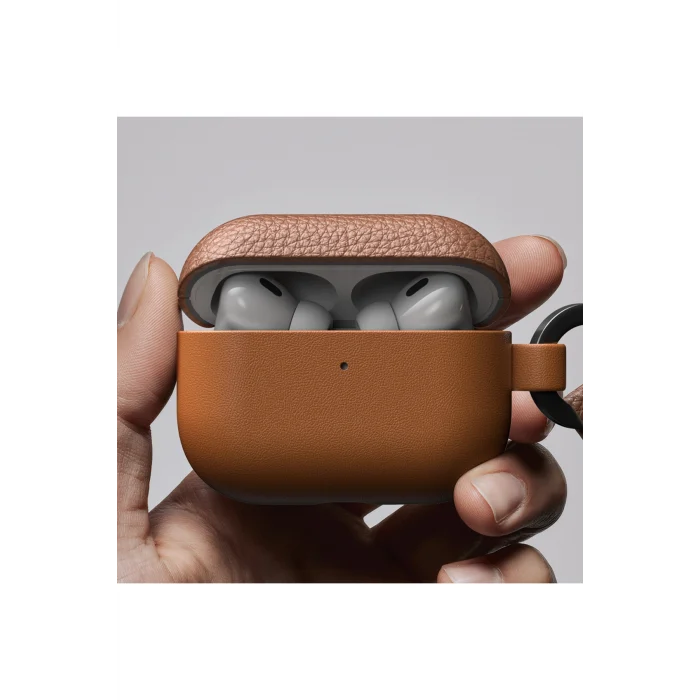 AirPods Pro 3 Uyumlu Glamour Classique Serisi Deri Tasarımlı Kapak Kahverengi