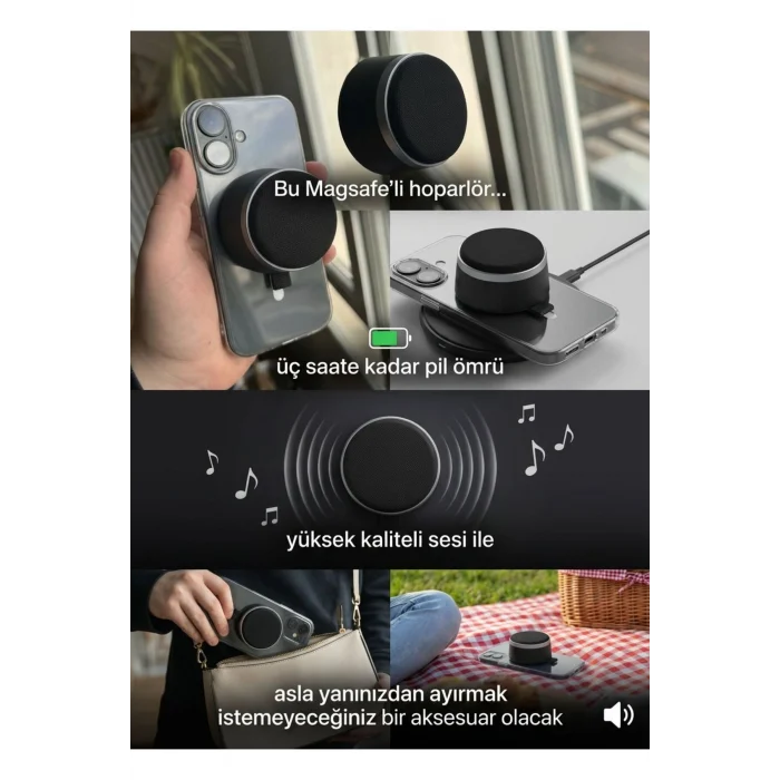 Surpass Bluetooth Kablosuz Hoparlör Yeni Nesil Magsafe Kablosuz Hoparlör (LİSANSLI)