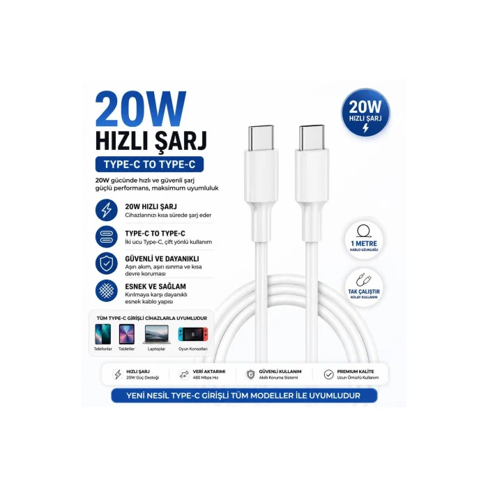 Iphone 15 16 17- 15 16 17 Pro-15 16 17 ProMax-Air 16e/Uyumlu Hızlı Şarj Kablo