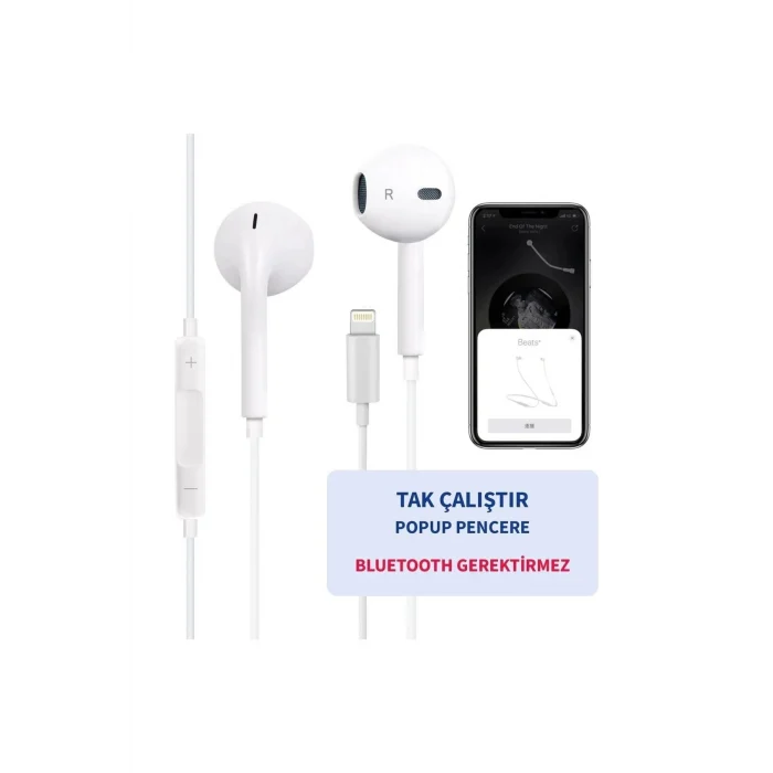 İphone 14/13/12/11/Xs/X/7/8 Serileri Uyumlu Iphone Kablolu Kulaklık Konnektörlü (TAK ÇALIŞTIR)