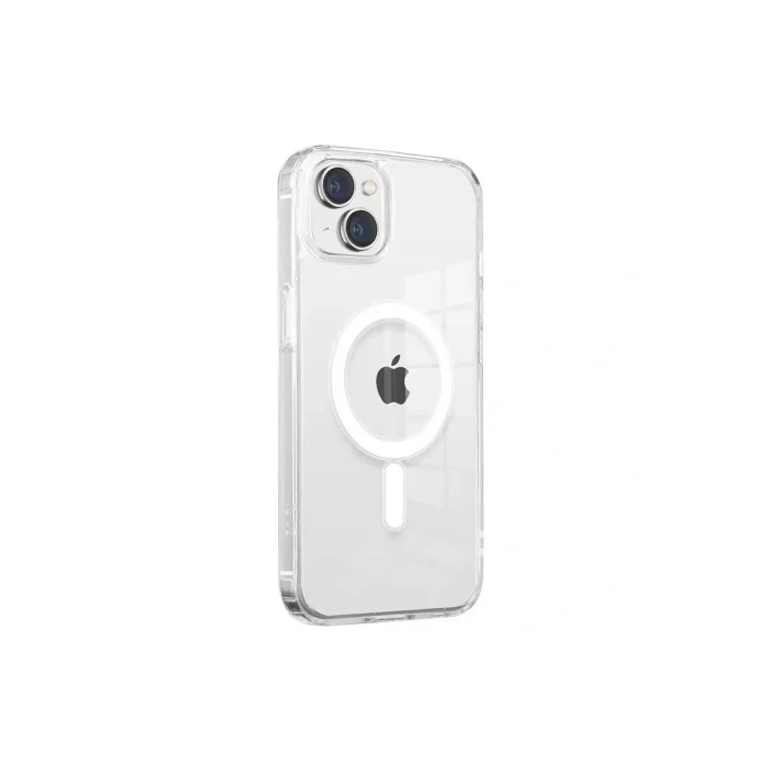 iPhone 14 Plus Kılıf M-safe Şarj Özellikli Şeffaf Sert PC Embos Kapak