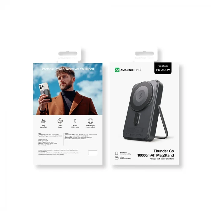 Amazingthing Thunder Go Akıllı Saat Kablosuz Şarj Özellikli PD 22.5W Standlı Wireless Powerbank 15W 10000mAh