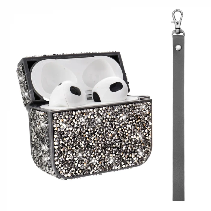 Kulaklık kılıfı Pro 2 Airbag 45 Bilek Askı Aparatlı Simli Şeffaf Kılıf