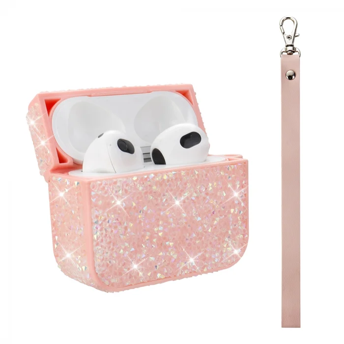 Kulaklık kılıfı Pro 2 Airbag 45 Bilek Askı Aparatlı Simli Şeffaf Kılıf