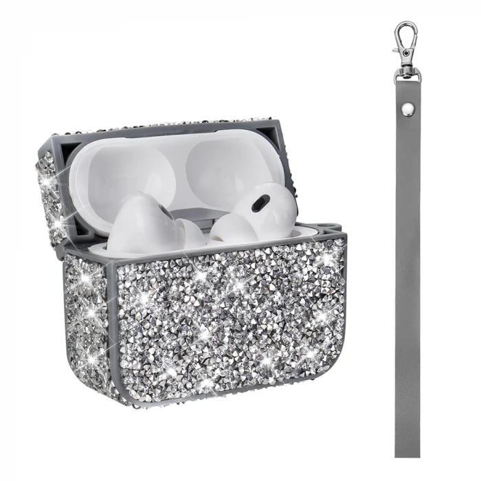 Kulaklık kılıfı Pro 2 Airbag 45 Bilek Askı Aparatlı Simli Şeffaf Kılıf