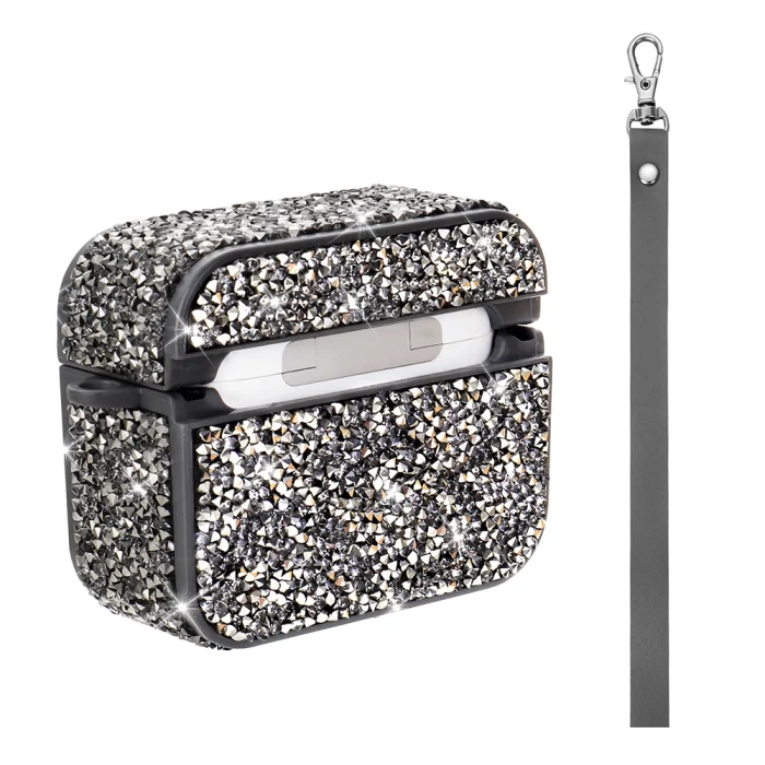 Kulaklık kılıfı Pro 2 Airbag 45 Bilek Askı Aparatlı Simli Şeffaf Kılıf