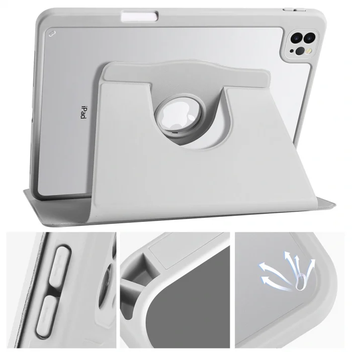 iPad Air 10.9 2022 (5.Nesil) Kılıf Termik Kalem Bölmeli Dönebilen Standlı Kılıf