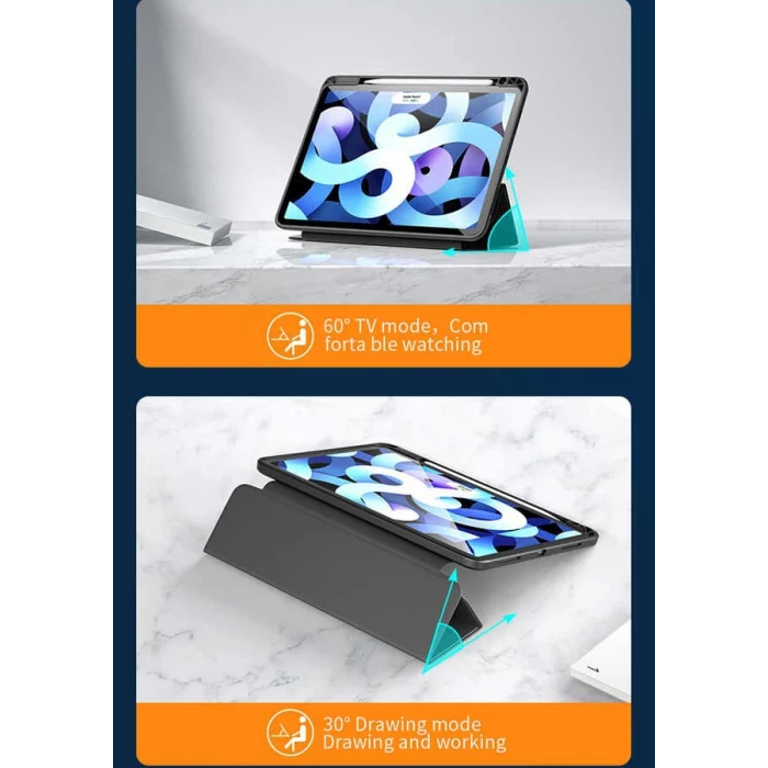 iPad Air 11 2024 Kılıf Nort Arkası Şeffaf Standlı Kılıf