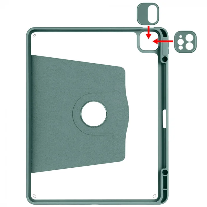 iPad Air 13 2024 Kılıf Termik Kalem Bölmeli Dönebilen Standlı Kılıf