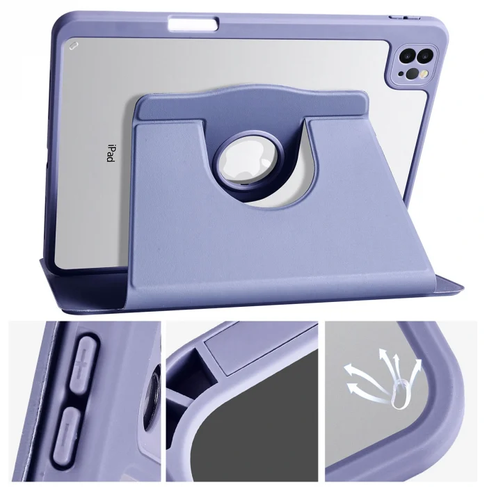 iPad Pro 11 2021 (3.Nesil) Kılıf Termik Kalem Bölmeli Dönebilen Standlı Kılıf