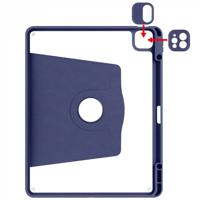 iPad Pro 12.9 2022 M2 Kılıf Termik Kalem Bölmeli Dönebilen Standlı Kılıf