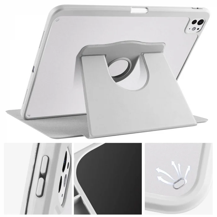 iPad Pro 13 2024 Kılıf Termik Kalem Bölmeli Dönebilen Standlı Kılıf