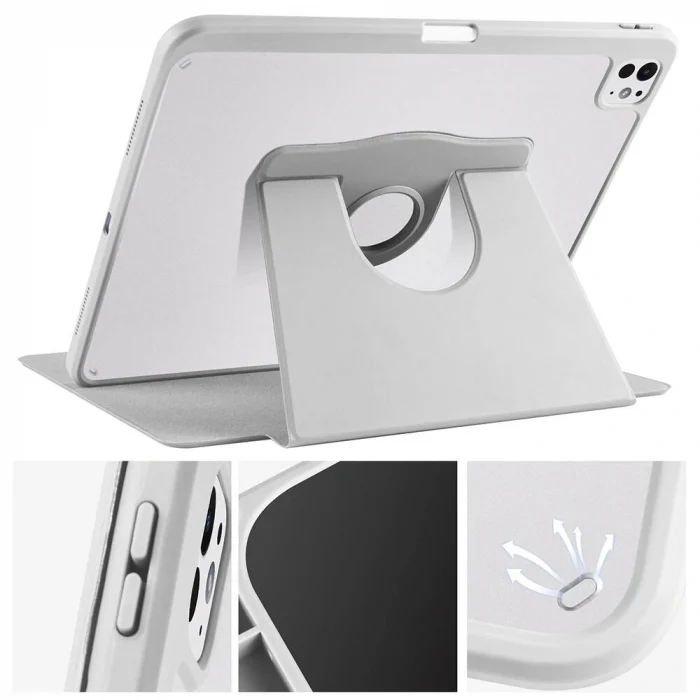 iPad Pro 13 2024 Kılıf Termik Kalem Bölmeli Dönebilen Standlı Kılıf