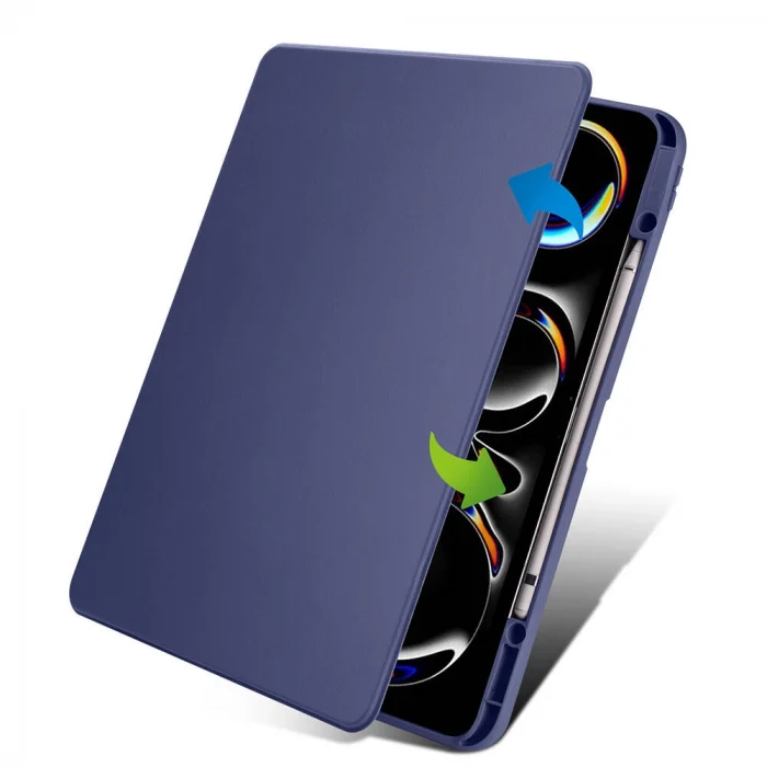 iPad Pro 13 2025 M5 Kılıf Termik Kalem Bölmeli Dönebilen Standlı Kılıf