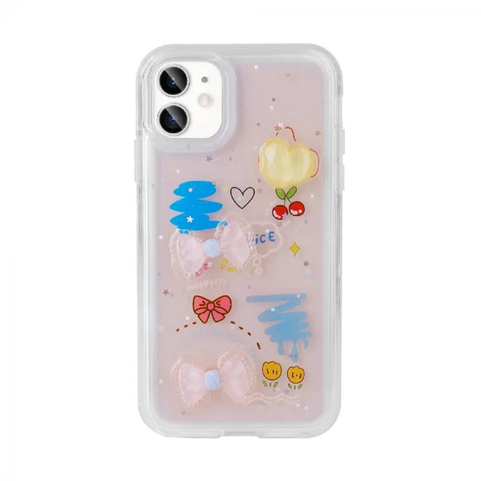 iPhone 11 Kılıf Kabartma Figürlü Parlak Minimini Silikon Kapak