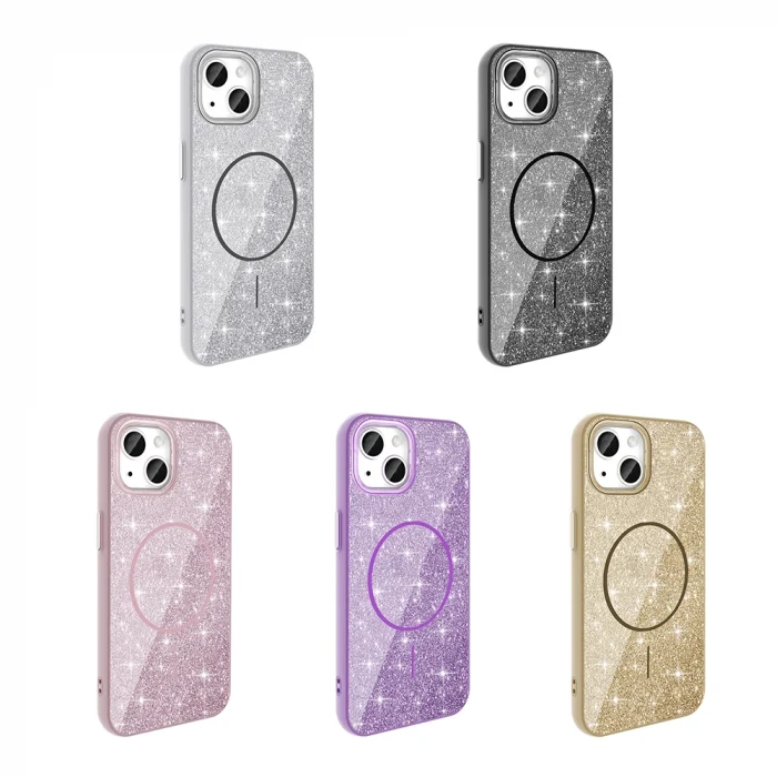 iPhone 11 Kılıf M-safe Şarj Özellikli Parlayan Simli Kapak