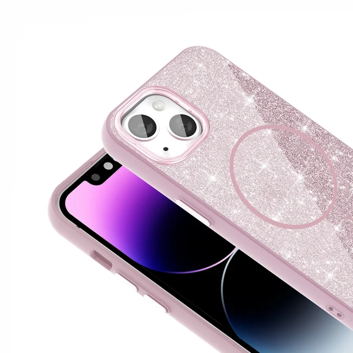 iPhone 11 Kılıf M-safe Şarj Özellikli Parlayan Simli Kapak