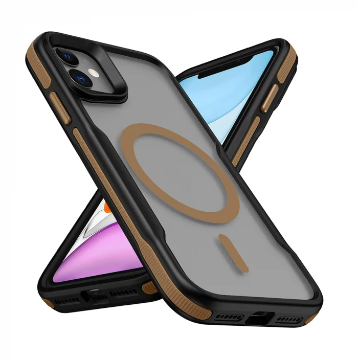 iPhone 11 Kılıf M-safe Şarj Özellikli Renkli Kenar Airbag Şeritli Lamer Kapak