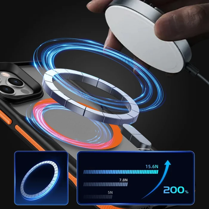 iPhone 11 Kılıf M-safe Şarj Özellikli Renkli Kenar Airbag Şeritli Lamer Kapak