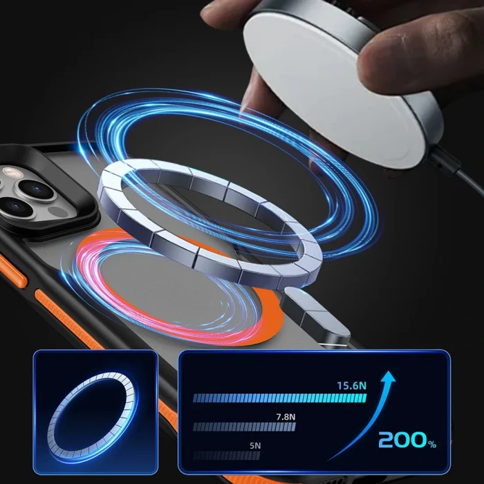 iPhone 11 Kılıf M-safe Şarj Özellikli Renkli Kenar Airbag Şeritli Lamer Kapak