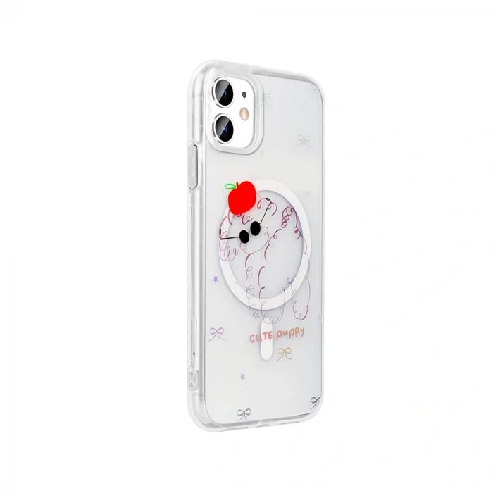 iPhone 11 Kılıf M-Safe Şarj Özellikli Şeffaf Folk Sert Kapak