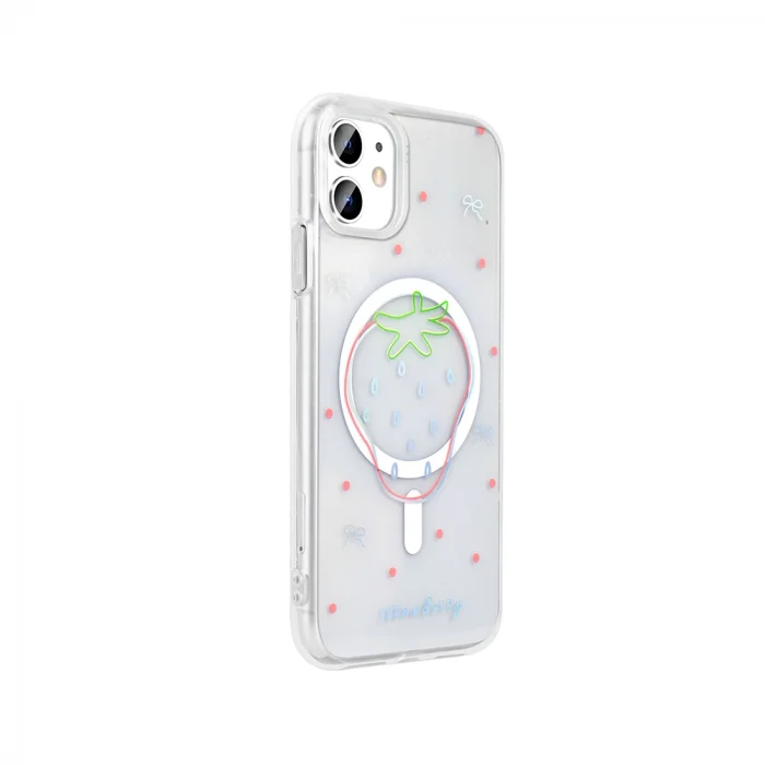 iPhone 11 Kılıf M-Safe Şarj Özellikli Şeffaf Folk Sert Kapak