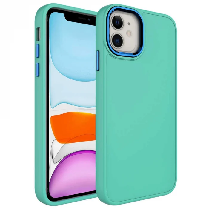 iPhone 11 Kılıf Metal Çerçeve ve Buton Tasarımlı Silikon  Luna Kapak