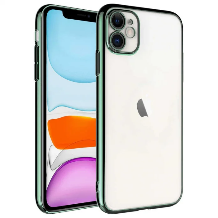 iPhone 11 Kılıf Sert PC Renkli Çerçeveli  Riksos Kapak