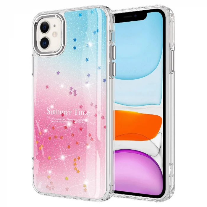 iPhone 11 Kılıf Simli Desenli Parlak Task Kapak