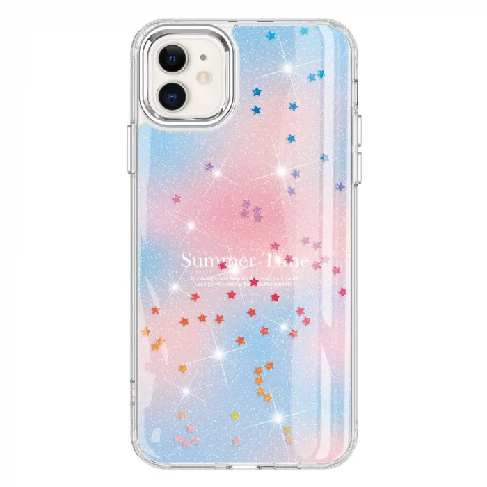 iPhone 11 Kılıf Simli Desenli Parlak Task Kapak