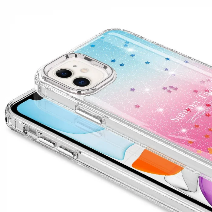 iPhone 11 Kılıf Simli Desenli Parlak Task Kapak