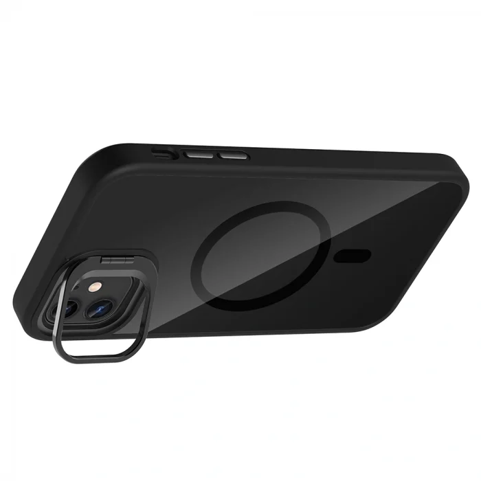 iPhone 11 Kılıf Standlı ve Kamera Lens Hediyeli M-Safe Şarj Özellikli Etro Kapak