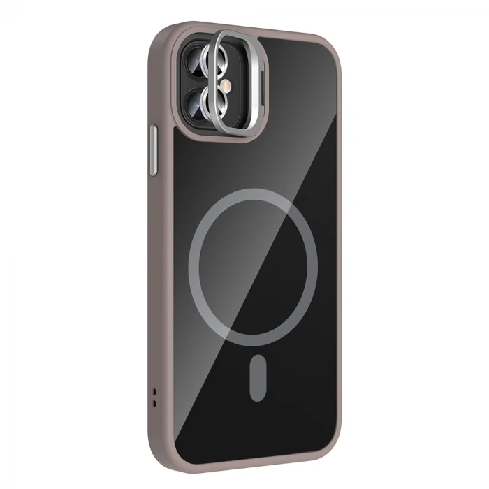 iPhone 11 Kılıf Standlı ve Kamera Lens Hediyeli M-Safe Şarj Özellikli Etro Kapak