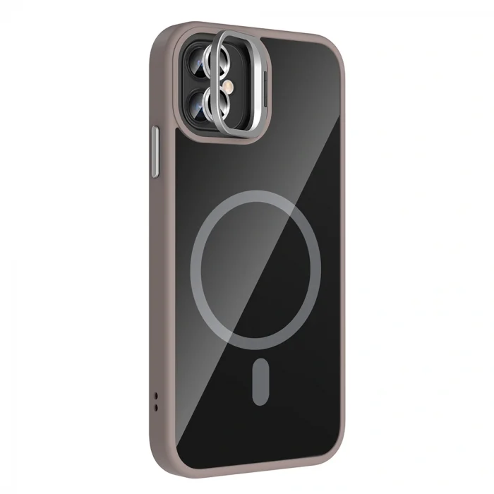 iPhone 11 Kılıf Standlı ve Kamera Lens Hediyeli M-Safe Şarj Özellikli Etro Kapak