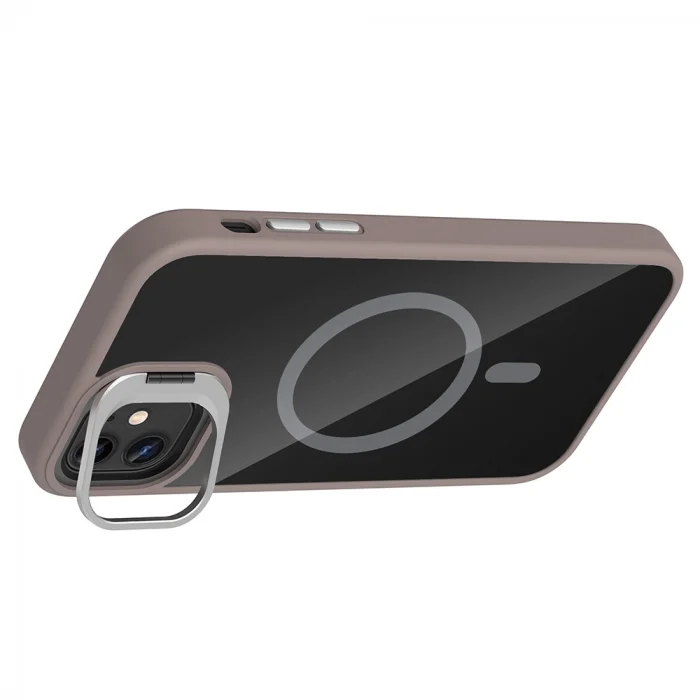 iPhone 11 Kılıf Standlı ve Kamera Lens Hediyeli M-Safe Şarj Özellikli Etro Kapak