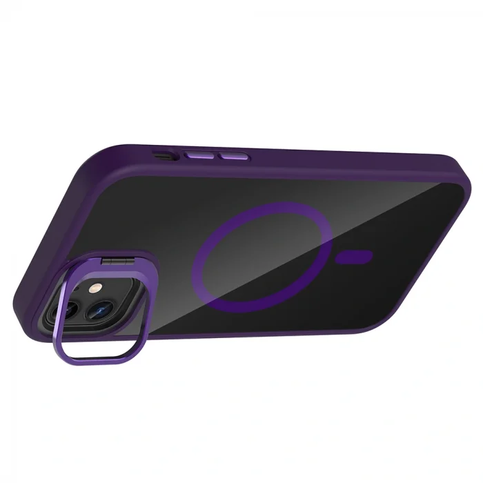 iPhone 11 Kılıf Standlı ve Kamera Lens Hediyeli M-Safe Şarj Özellikli Etro Kapak