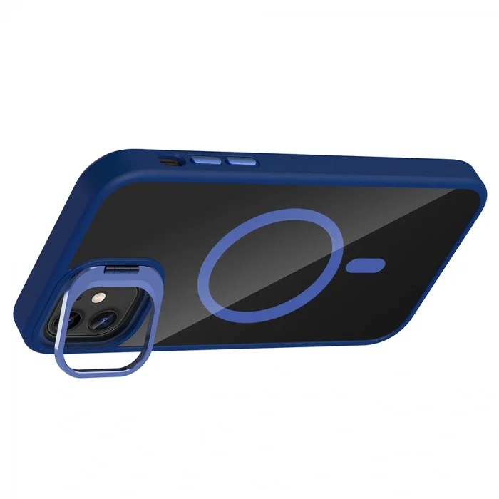 iPhone 11 Kılıf Standlı ve Kamera Lens Hediyeli M-Safe Şarj Özellikli Etro Kapak