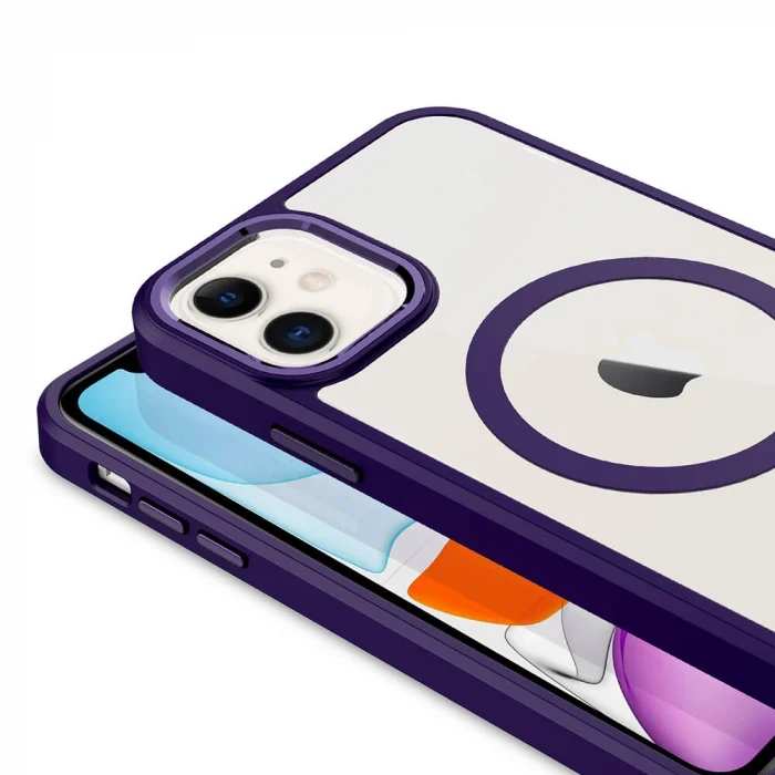 iPhone 11 Kılıf Wireless Şarj Özellikli  Krom M-safe Silikon Kapak