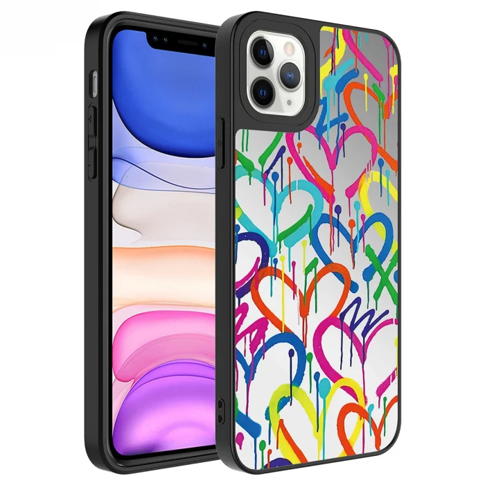 iPhone 11 Pro Kılıf Aynalı Desenli Kamera Korumalı Parlak Mirror Kapak