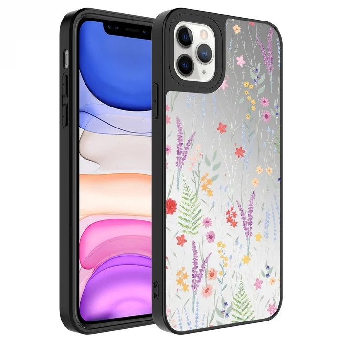 iPhone 11 Pro Max Kılıf Aynalı Desenli Kamera Korumalı Parlak Mirror Kapak