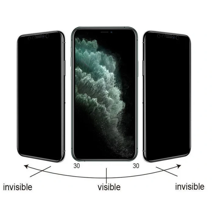 iPhone 11 Pro Kolay Uygulama Aparatlı 5D Magic Privacy Glass Hayalet Cam Ekran Koruyucu