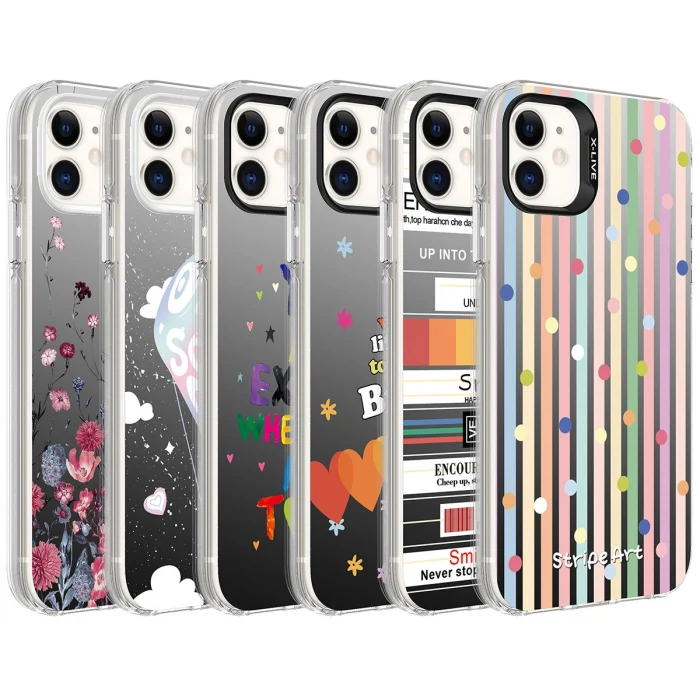 iPhone 12 Kılıf Desenli Silver Sert Kapak