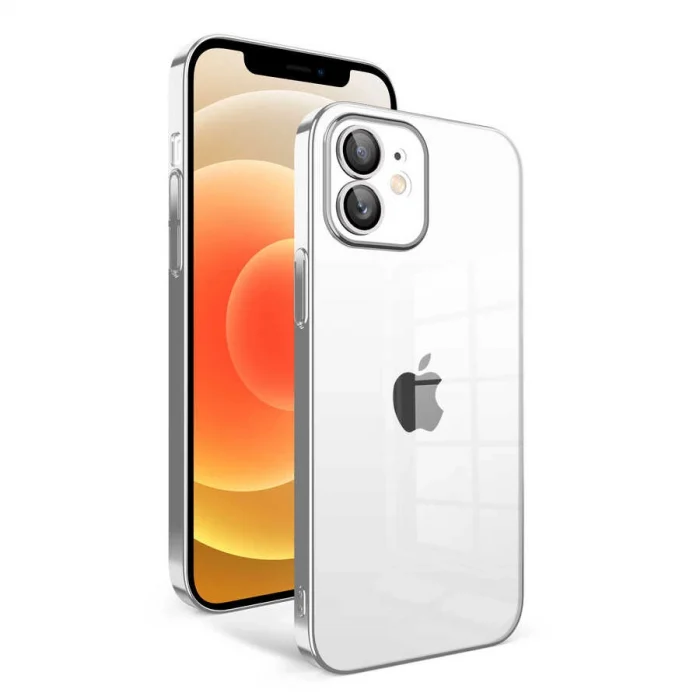 iPhone 12 Kılıf Kamera Korumalı Renkli Çerçeveli  Garaj Kapak