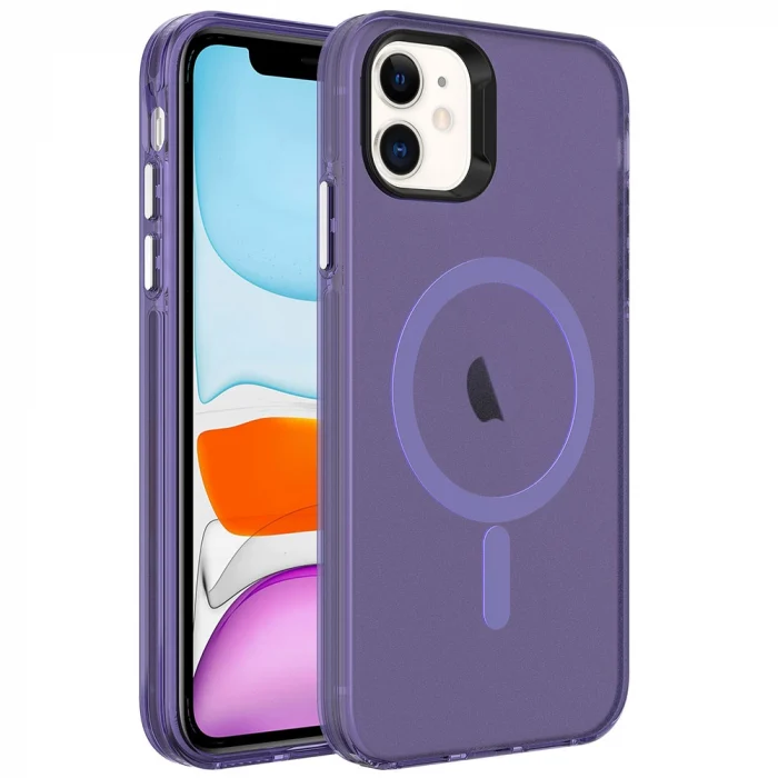 iPhone 12 Kılıf M-safe Şarj Özellikli Buzlu Transparan C-Pro Sert Kapak